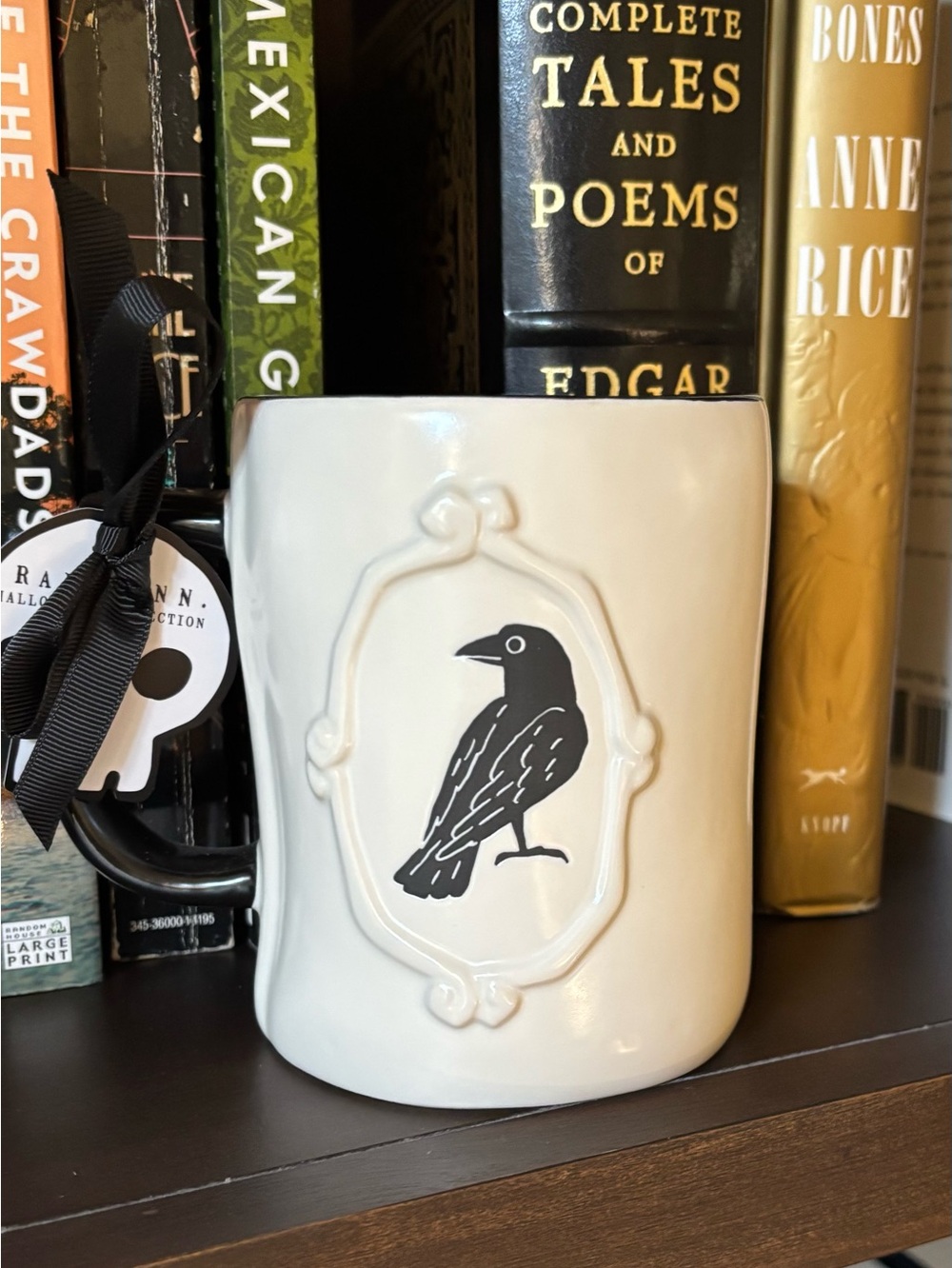 Rae Dunn “ Oh My Goth” Double sided Ceramic Mug with Black Crow Motif